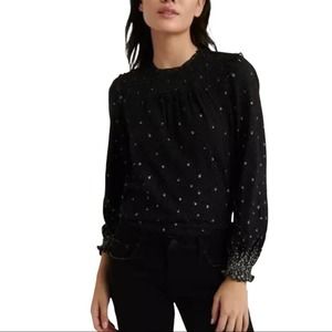 Lucky Brand Smocked Yoke Peasant Top